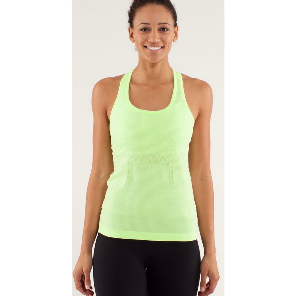 Lululemon Run Swiftly Tech Racerback Tank Top Light Neon Yellow Green Stretchy 4
